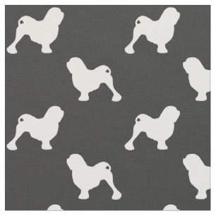 Lowchen Hondenras Silhouettes Patterned Stof