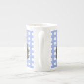 Lowchen op Blue Gingham Porselein Kop (Achterkant)