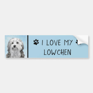 Lowchen schilderen - Kute Original Dog Art Bumpersticker