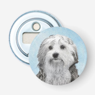 Lowchen schilderen - Kute Original Dog Art Button Flesopener