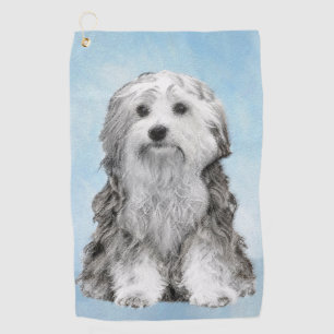 Lowchen schilderen - Kute Original Dog Art Golfhanddoek