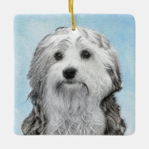 Lowchen schilderen - Kute Original Dog Art Keramisch Ornament