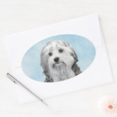 Lowchen schilderen - Kute Original Dog Art Ovale Sticker (Envelop)
