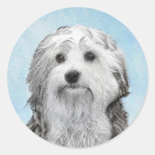 Lowchen schilderen - Kute Original Dog Art Ronde Sticker