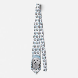 Lowchen schilderen - Kute Original Dog Art Stropdas