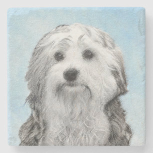 Lowchen-schilderij - Mooie originele honden kunst Stenen Onderzetter