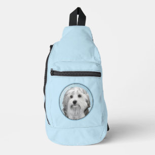 Lowchen Schilderij Zilver en Crème Originele Honde Sling Bag