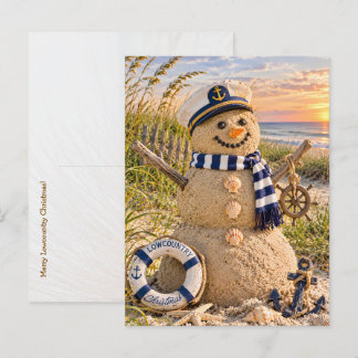Lowcountry Kerstman Zand Sculptuur Feestdagenkaart