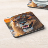 Löwe mit Sonnenbrille Bier Onderzetter (Linkerzijde)