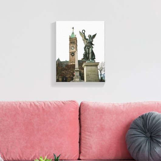 LOWELL MASSACHUSETTS STADHUIS VERPAKT DOEK CANVAS AFDRUK (Insitu (Woonkamer))