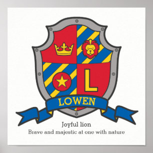 Lowen jongensnaam betekenis letter L heraldiek kin Poster