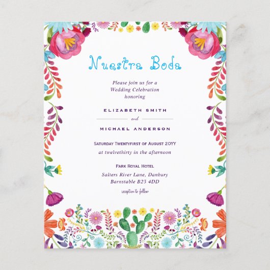LOWEST BUDGET Nuestra Boda Folk Flowers Weddenscha Flyer (Voorkant)