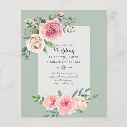 LOWEST BUDGET Roses Floral Wedding Invitae Flyer (Voorkant)