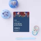 LOWEST PRICED Burgundy Blue Floral Wedding Flyer (Enkel)