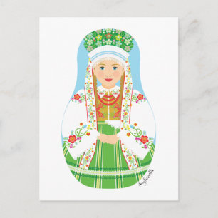 Łowicz Pole Bride Matryoshka Briefkaart