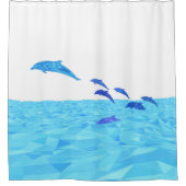 Lowpoly Dolphins die uit de oceaan springen Douchegordijn (Voorkant)