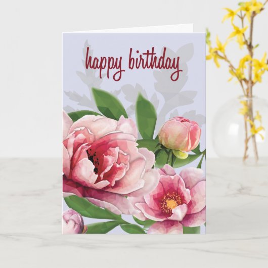 LowPoly Pioenenverjaardag Kaart (Gele Bloem)