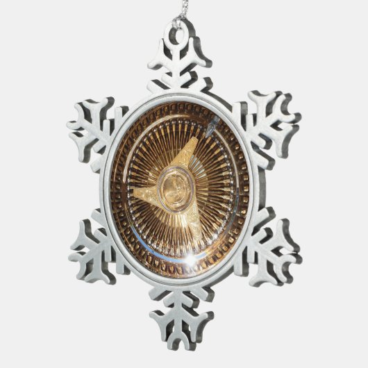Lowrider Wire Wheels Snowflake Framed Ornament (Rechts)