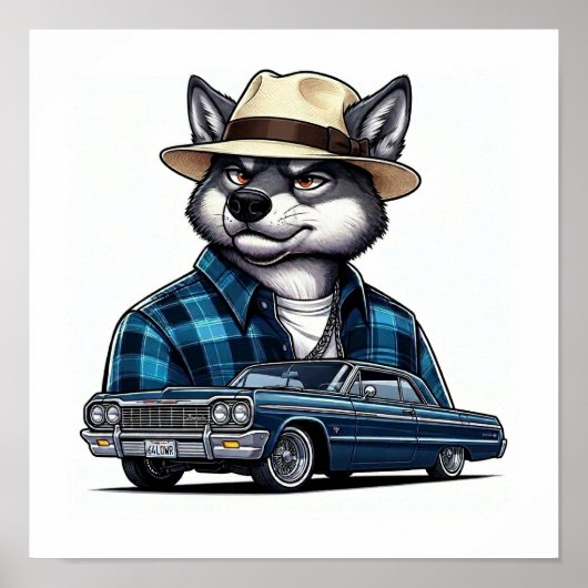 Lowrider Wolf Poster (Voorkant)