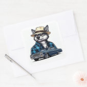 Lowrider Wolf Vierkante Sticker (Envelop)