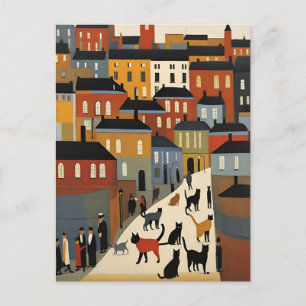 Lowry Style Cat Briefkaart
