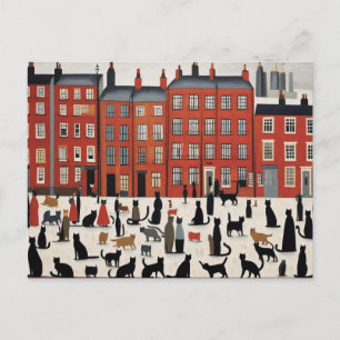 Lowry Style Cat Briefkaart