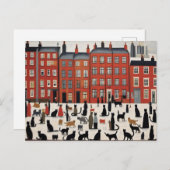 Lowry Style Cat Briefkaart (Voorkant / Achterkant)
