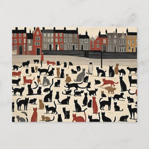 Lowry Style Cat Briefkaart