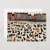 Lowry Style Cat Briefkaart (Voorkant / Achterkant)