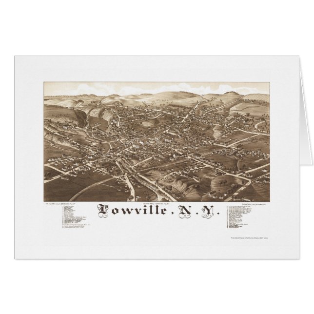 Lowville, carte panoramique de NY - 1885 (Devant horizontal)