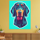 Loyal Glow – Vibrant Bluetick Coonhound Pop Art Canvas Afdruk (Insitu (Woonkamer))