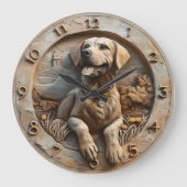 Loyal Labrador Sculpted Stone Style Grote Klok (Voorkant)