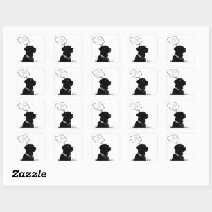 Loyale gedachten: gepersonaliseerde Black Lab-lapt Vierkante Sticker