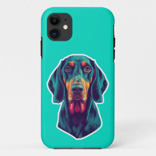 Loyale Gloed – Levendig Bluetick Coonhound Pop Art iPhone 11 Hoesje