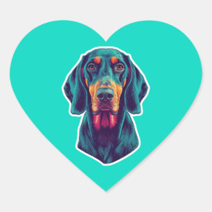 Loyale Gloed – Levendig Bluetick Coonhound Pop Art Hart Sticker
