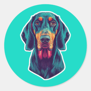 Loyale Gloed – Levendig Bluetick Coonhound Pop Art Ronde Sticker