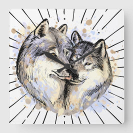 Loyaliteit en liefde in het wild (Wolf Love) Vierkante Klok