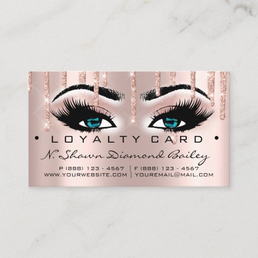 Loyaliteit Kaart 6 Beauty Salon Lashes Roos Blue D (Voorkant)