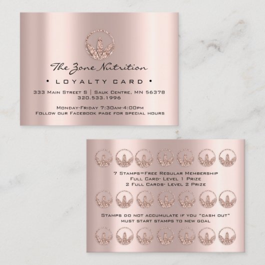 Loyaliteit Kaart Voeding Gezondheid Kruiden Roos 2 (Voorkant / Achterkant)