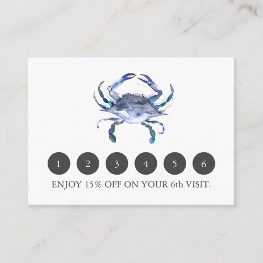 Loyaliteit Kaarten voor Business Blue Crab (Voorkant)