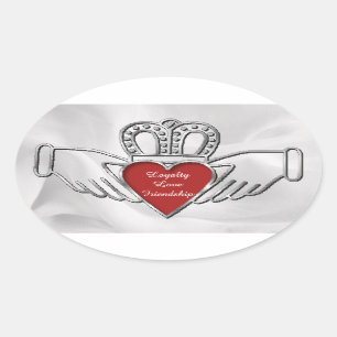 Loyaliteit Liefde Vriendschap Claddagh Ovaal Stick Ovale Sticker