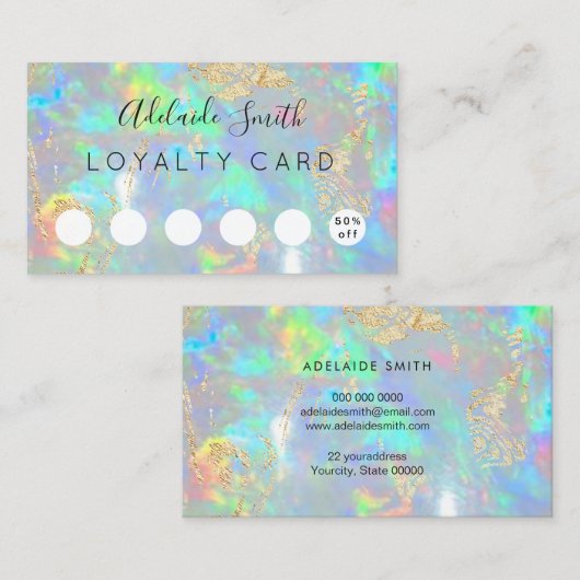 Loyaliteitskaart opaal edelsteen visitekaartje (Voorkant / Achterkant)