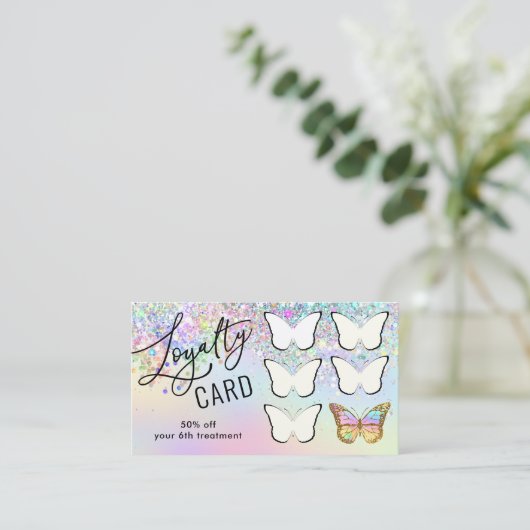 Loyaliteitskaart pastel vlinder visitekaartje (Staand voorkant)