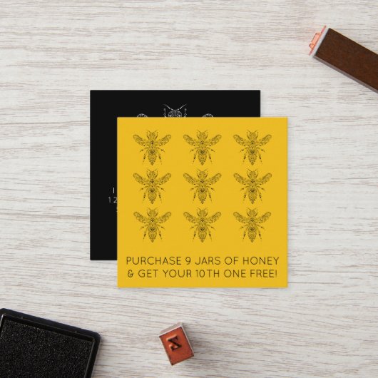 loyaliteitsstempel bij honingbijen klantenkaartje (Voorkant / Achterkant in situ)