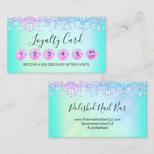 Loyalty 6 Makeup estheticien Eyelash Roze druppels Visitekaartje (Voorkant / Achterkant)