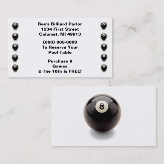 Loyalty Billiard Punch 8 Ball 8-kaart (Voorkant / Achterkant)