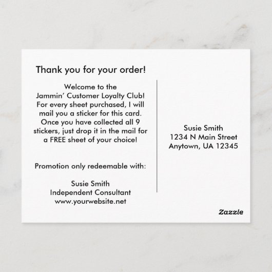 Loyalty Briefkaart klant (Achterkant)