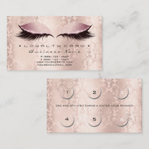 Loyalty Card 6 Beauty Damask Lashe Studio SPA Roze
