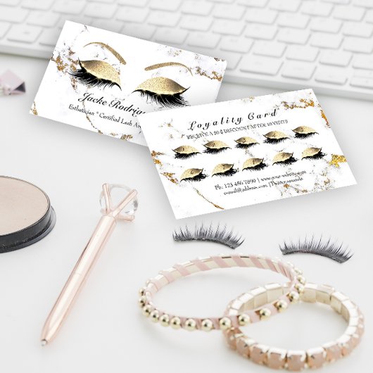 Loyalty Kaart 10 Makeup Artist Lashes Marble Gold
