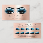Loyalty Kaart 10 Makeup Lashes Extension Blue Roos (Voorkant / Achterkant)